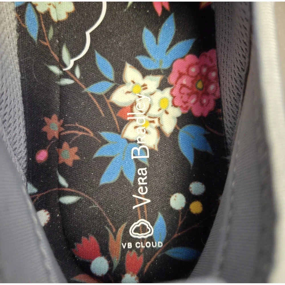 Vera Bradley VB Cloud Size‎ 9 Gray Quilted Pattern Floral Insole Memory Foam